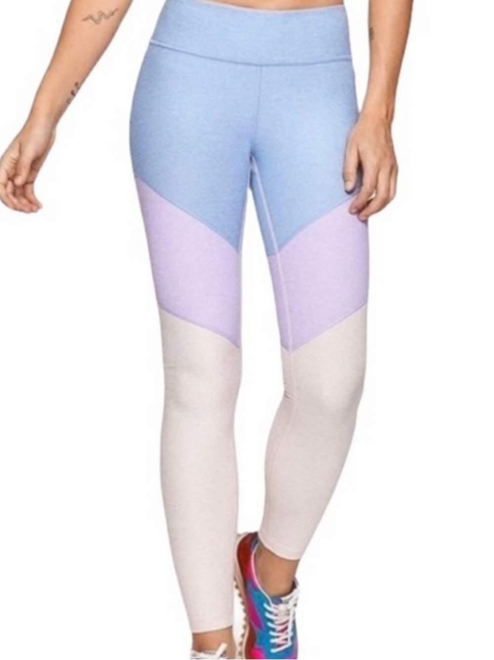 Outdoor Voices Colorblock High-Rise Leggings in Light Blue, Lavender & Cream